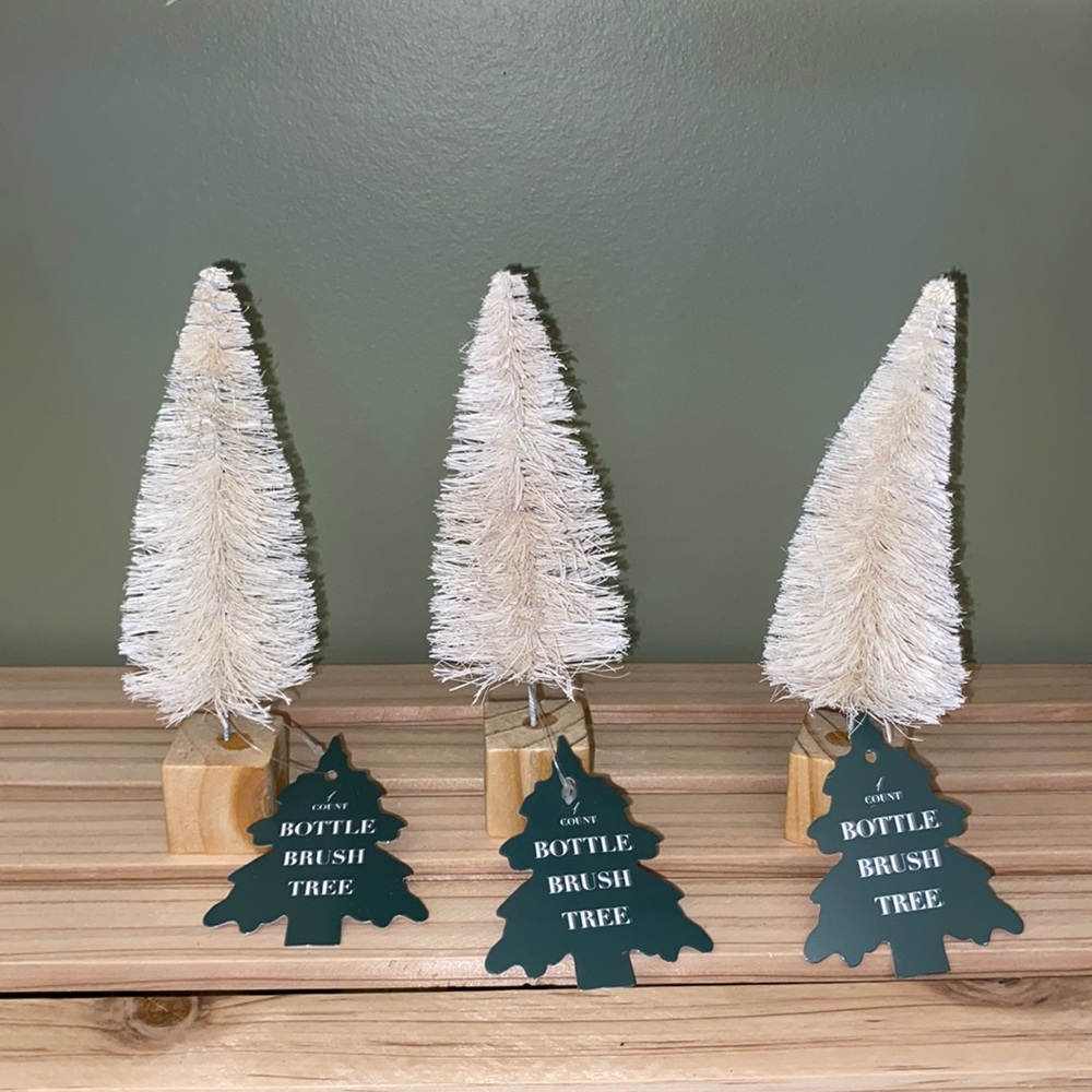 Target bottle brush Christmas tree set natural white bullseye playground decor
